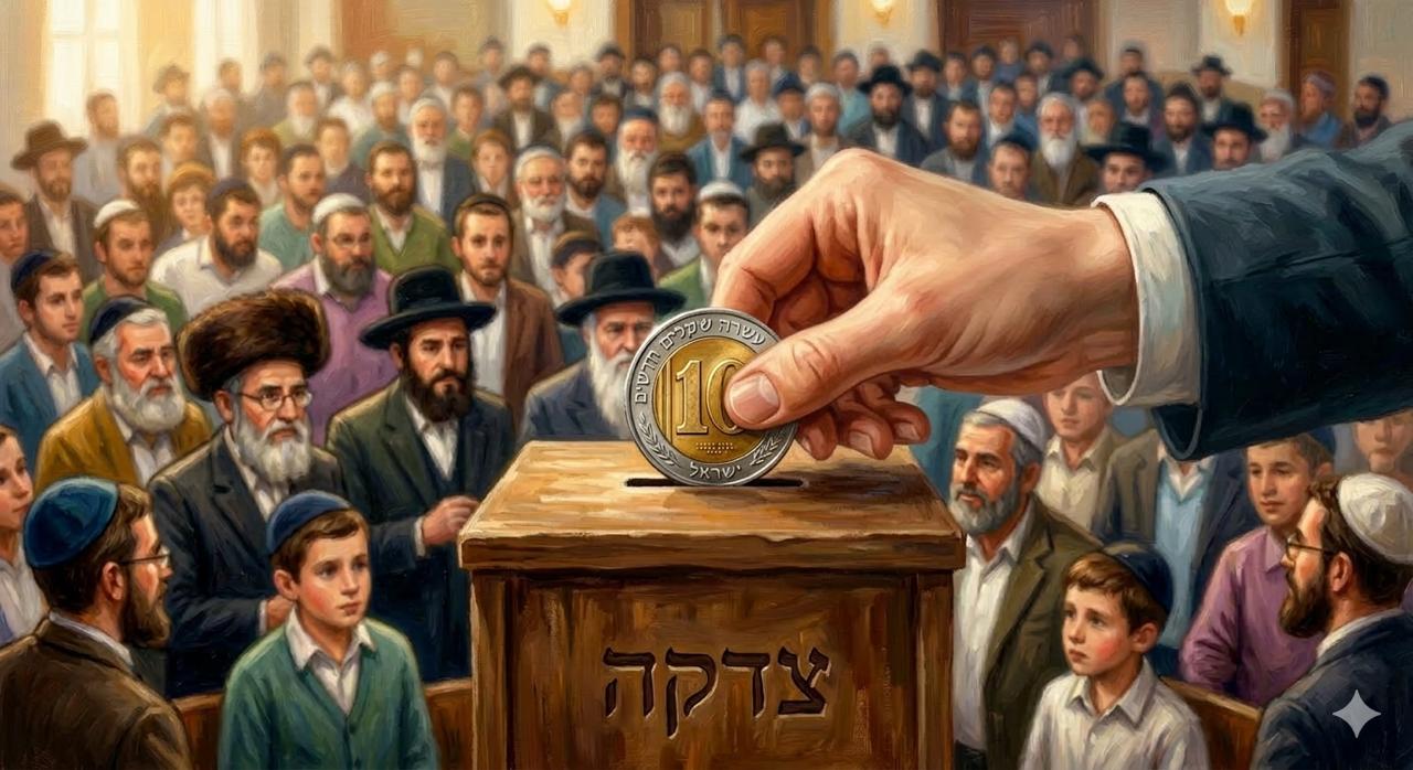 אחדות בצדקה - מטבע נכנס לקופת צדקה